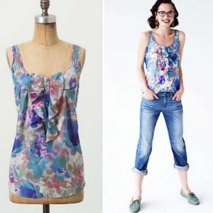 Anthropologie Watercolor Silk/Cotton Top